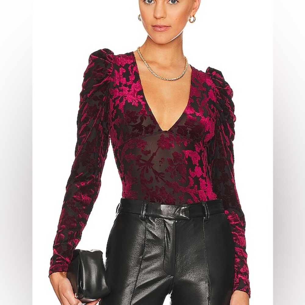 NWOT Free People Burgundy Floral Bodysuit
